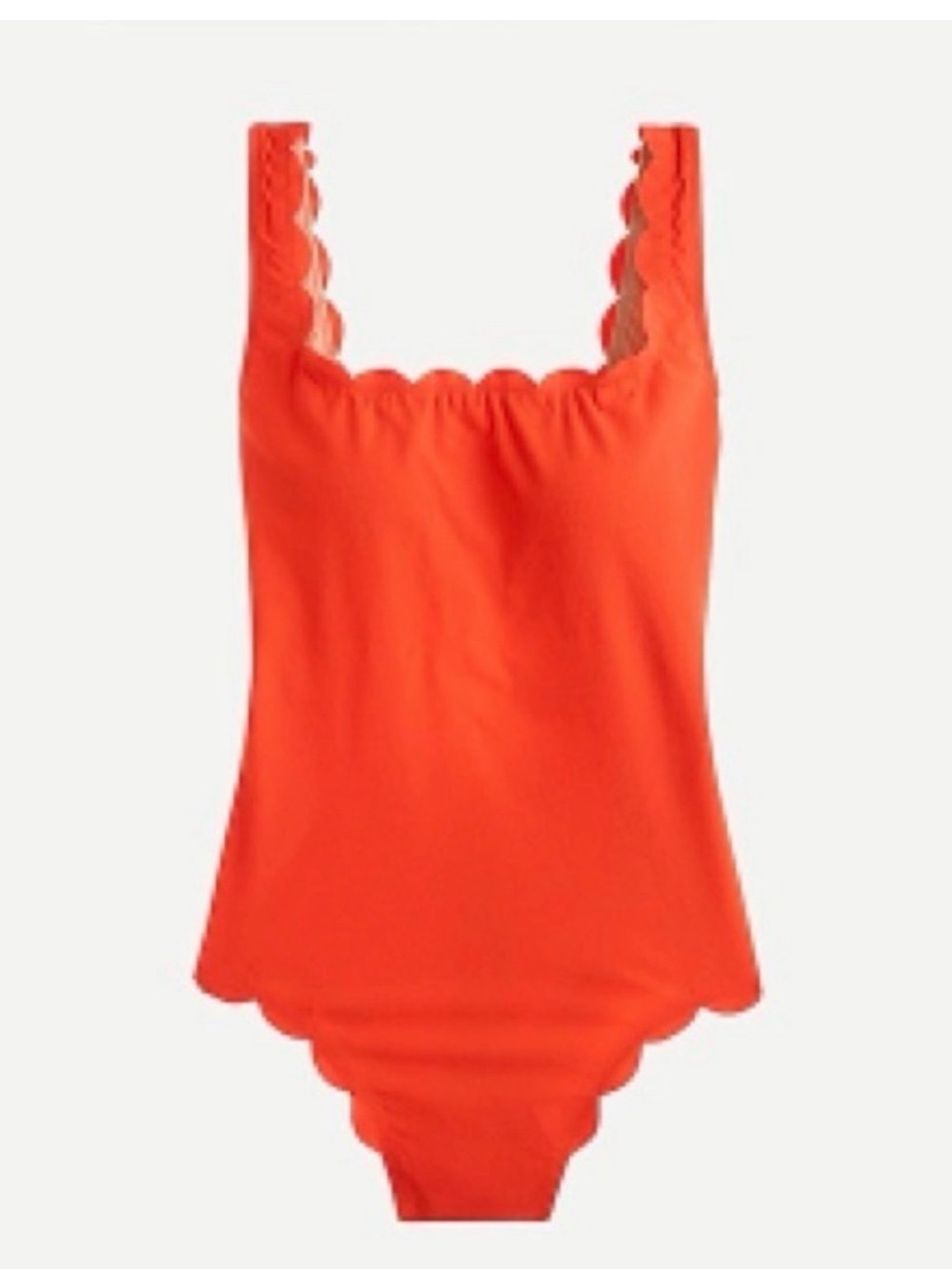 JCREW One Piece Swim Suit Scallop Edge Square Scoop Orange 10